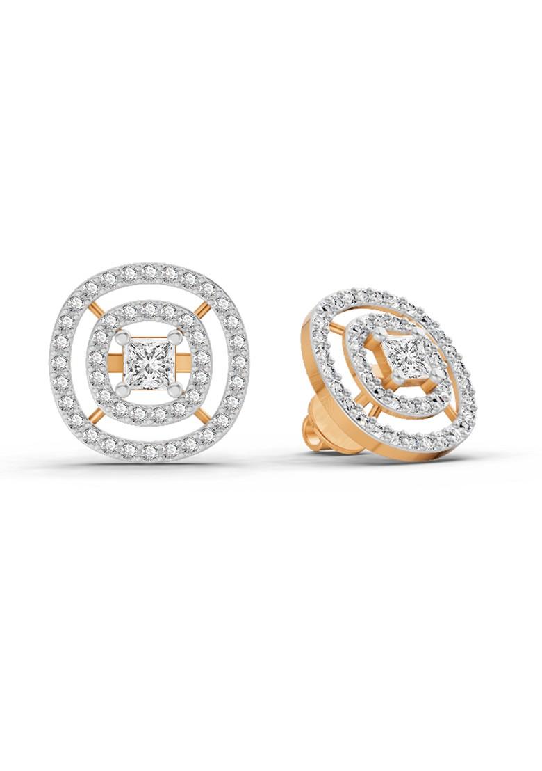 14Kt Rose Gold Lab Grown Diamond 1.14 Carat Round Stud Earrings For Women