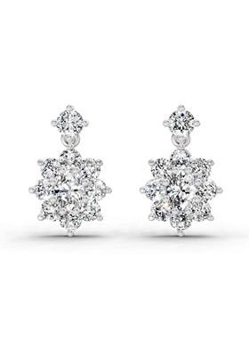 14Kt White Gold Lab Grown Diamond 1.79 Carat Floral Drop Stud Earrings For Women