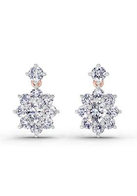 14Kt Rose Gold Lab Grown Diamond 1.79 Carat Floral Drop Stud Earrings For Women
