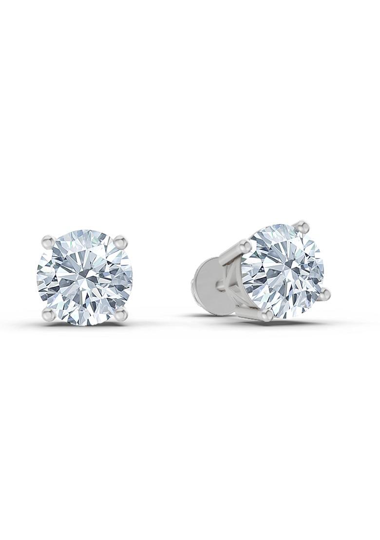 14Kt White Gold Lab Grown Diamond 2.28 Carat Solitaire Stud Earrings For Women