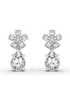 14Kt White Gold Lab Grown Diamond 2.8 Carat Floral Pear Drop Earrings For Women