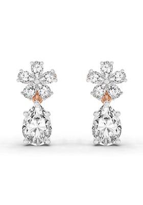 14Kt Rose Gold Lab Grown Diamond 2.8 Carat Floral Pear Drop Earrings For Women