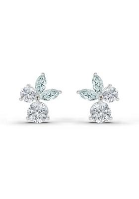 14Kt White Gold Lab Grown Diamond 1.08 Carat Floral Stud Earrings For Women