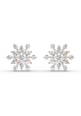 14Kt Rose Gold Lab Grown Diamond 1.40 Ct Round Shape Earrings For Women