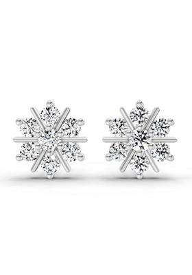 14Kt White Gold Lab Grown Diamond 1.02 Ct Round Shape Earrings For Women