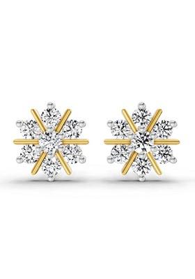 14Kt Yellow Gold Lab Grown Diamond 1.02 Ct Round Shape Earrings For Women