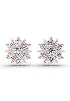 14Kt Rose Gold Lab Grown Diamond 1.40 Ct Round Shape Earrings For Women