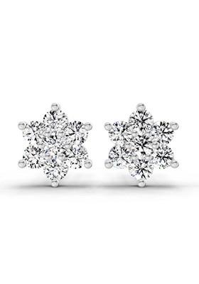 14Kt White Gold Lab Grown Diamond 0.97 Ct Round Shape Earrings For Women
