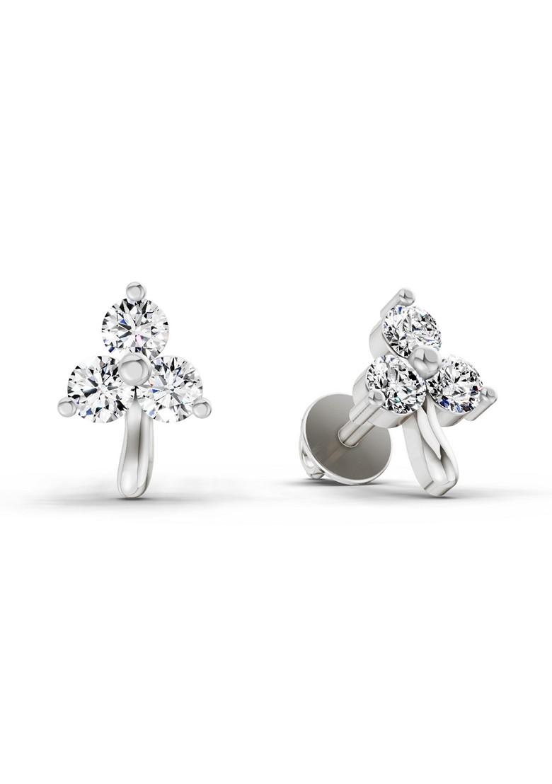 14Kt White Gold Lab Grown Diamond 0.35 Ct Round Shape Earrings For Women