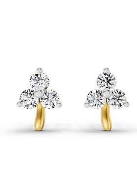 14Kt Yellow Gold Lab Grown Diamond 0.35 Ct Round Shape Earrings For Women