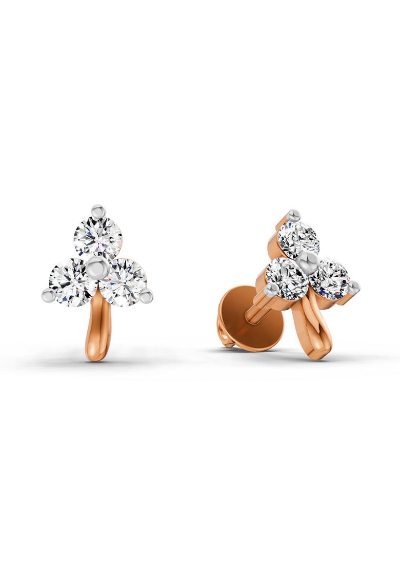14Kt Rose Gold Lab Grown Diamond 0.35 Ct Round Shape Earrings For Women