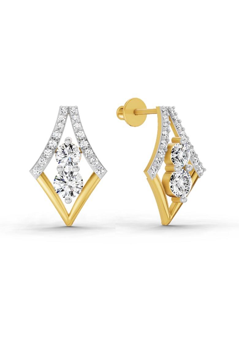 14Kt Yellow Gold Lab Grown Diamond 0.79 Ct Round Shape Earrings For Women