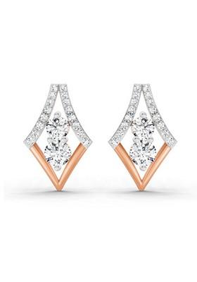 14Kt Rose Gold Lab Grown Diamond 0.79 Ct Round Shape Earrings For Women
