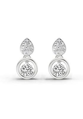 14Kt White Gold Lab Grown Diamond 0.65 Ct Round Shape Earrings For Women