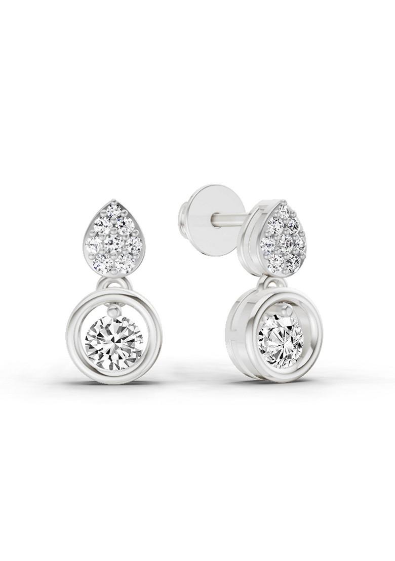14Kt White Gold Lab Grown Diamond 0.65 Ct Round Shape Earrings For Women