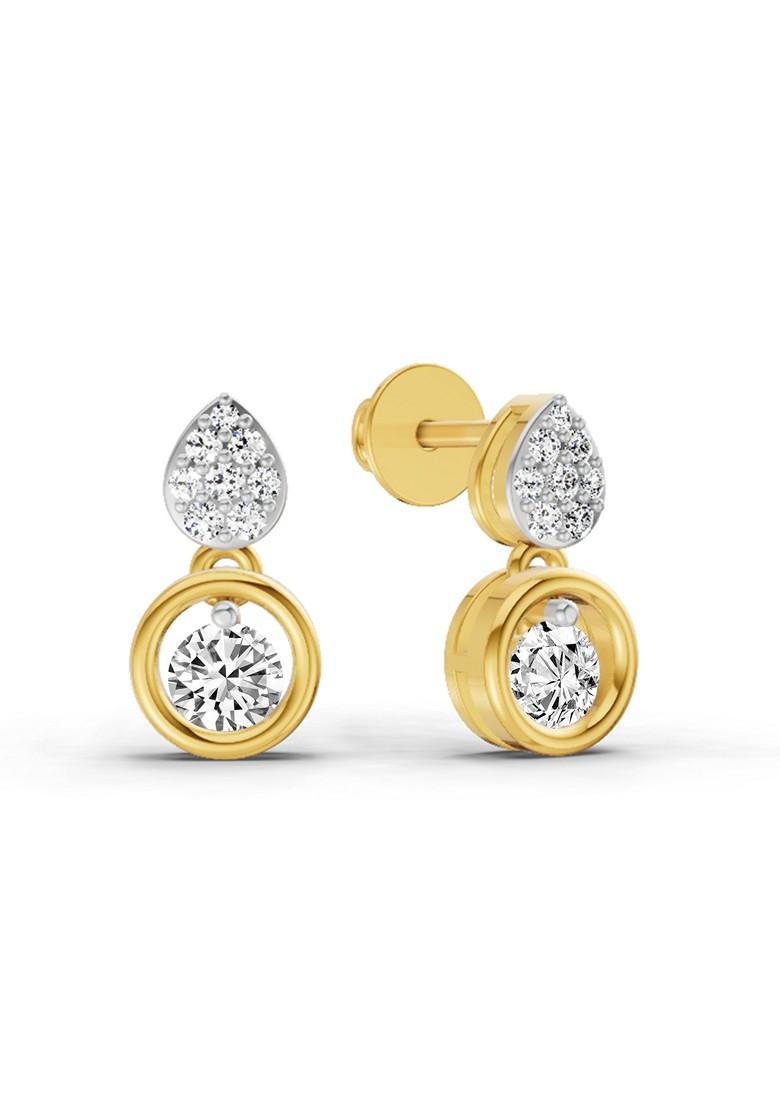 14Kt Yellow Gold Lab Grown Diamond 0.65 Ct Round Shape Earrings For Women