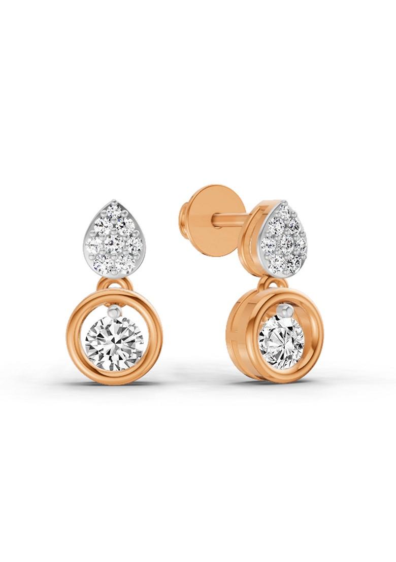 14Kt Rose Gold Lab Grown Diamond 0.65 Ct Round Shape Earrings For Women