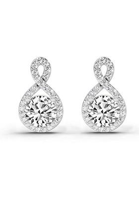 14Kt White Gold Lab Grown Diamond 1.08 Ct Teardrop Infinity Stud Earrings Round Shape For Women