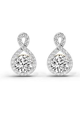 14Kt Yellow Gold Lab Grown Diamond 1.08 Ct Teardrop Infinity Stud Earrings Round Shape For Women