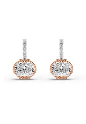 14Kt Rose Gold Lab Grown Diamond 1.14 Ct Drop Oval Shape Diamond Earrings For Women