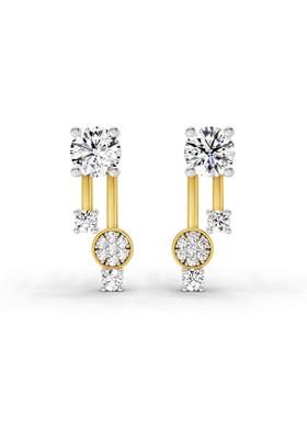 14Kt Yellow Gold Lab Grown Diamond 0.61 Ct Round Shape Diamond Drop Earrings For Women
