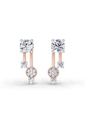 14Kt Rose Gold Lab Grown Diamond 0.61 Ct Round Shape Diamond Drop Earrings For Women