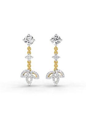 14Kt Yellow Gold Lab Grown Diamond 1.05 Ct Round Shape Diamond Drop Earrings For Women