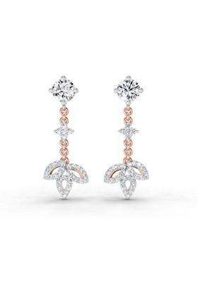 14Kt Rose Gold Lab Grown Diamond 1.05 Ct Round Shape Diamond Drop Earrings For Women