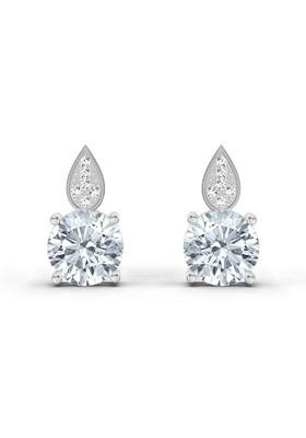 14Kt White Gold Lab Grown Diamond 3.27 Carat Round Dangle Earrings For Women