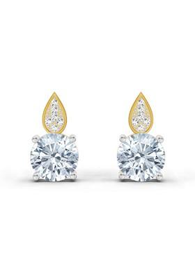 14Kt Yellow Gold Lab Grown Diamond 3.27 Carat Round Dangle Earrings For Women