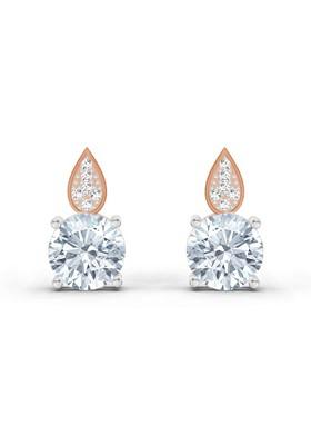 14Kt Rose Gold Lab Grown Diamond 3.27 Carat Round Dangle Earrings For Women