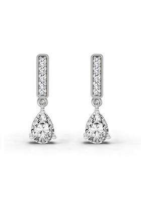 14Kt White Gold Lab Grown Diamond 1.3 Carat Pear Drop Earrings For Women