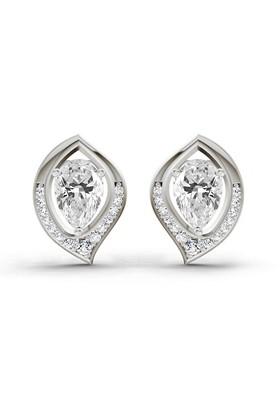 14Kt White Gold Lab Grown Diamond 0.81 Carat Pear Halo Stud Earrings For Women