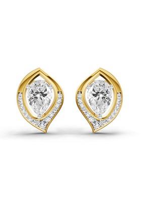 14Kt Yellow Gold Lab Grown Diamond 0.81 Carat Pear Halo Stud Earrings For Women