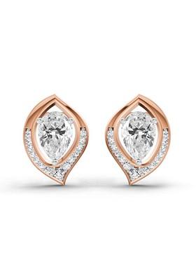 14Kt Rose Gold Lab Grown Diamond 0.81 Carat Pear Halo Stud Earrings For Women