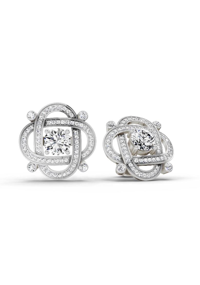 14Kt White Gold Lab Grown Diamond 1.31 Carat Round Fashion Earrings For Women
