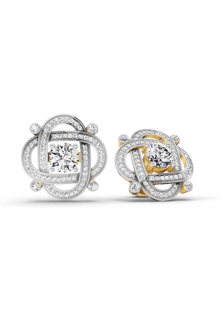 14Kt Yellow Gold Lab Grown Diamond 1.31 Carat Round Fashion Earrings For Women