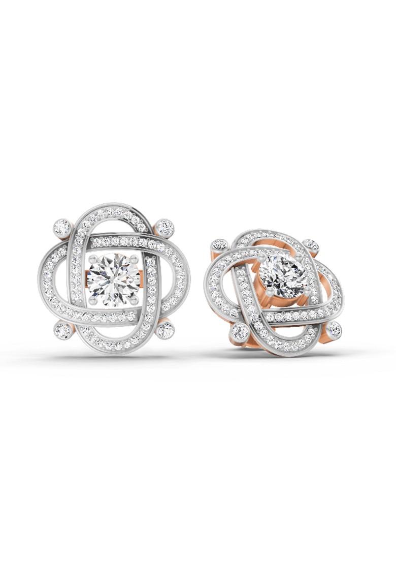 14Kt Rose Gold Lab Grown Diamond 1.31 Carat Round Fashion Earrings For Women