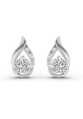 14Kt White Gold Lab Grown Diamond 0.74 Carat Round Teardrop Earrings For Women