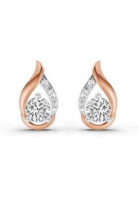 14Kt Rose Gold Lab Grown Diamond 0.74 Carat Round Teardrop Earrings For Women