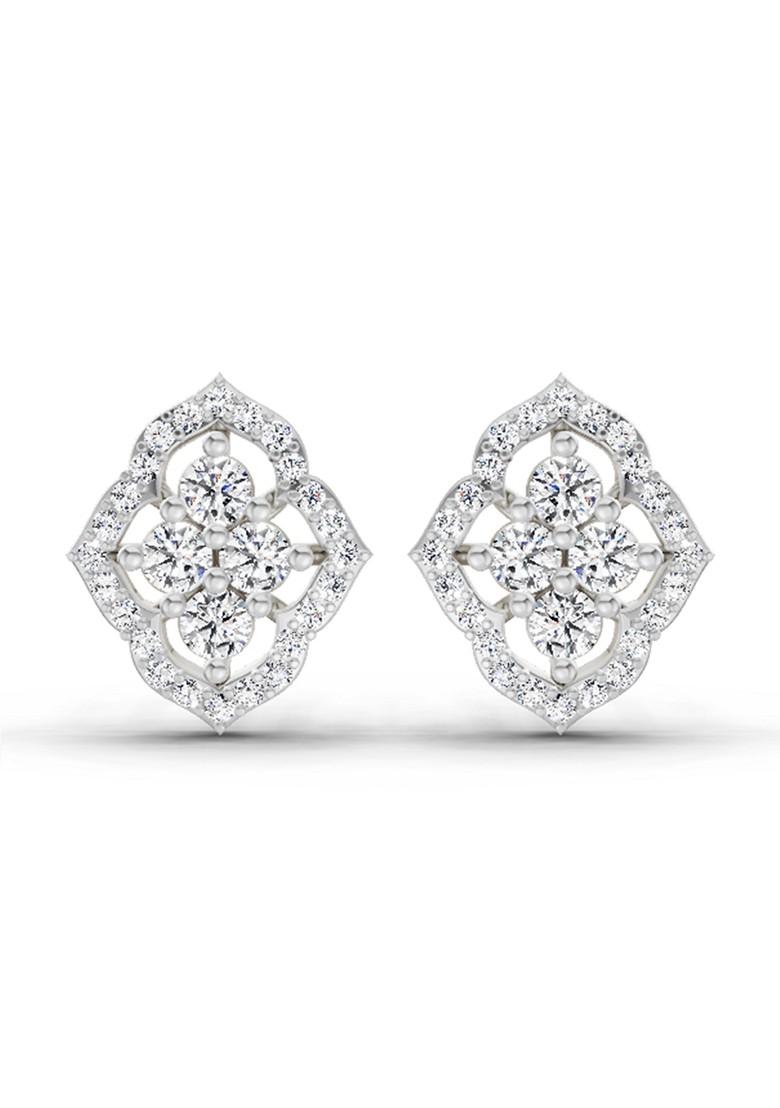 14Kt White Gold Lab Grown Diamond 0.45 Carat Round Fashion Earrings For Women