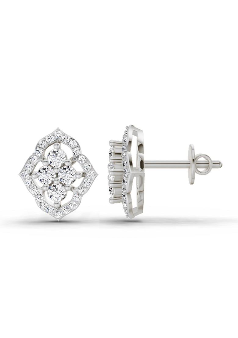 14Kt White Gold Lab Grown Diamond 0.45 Carat Round Fashion Earrings For Women