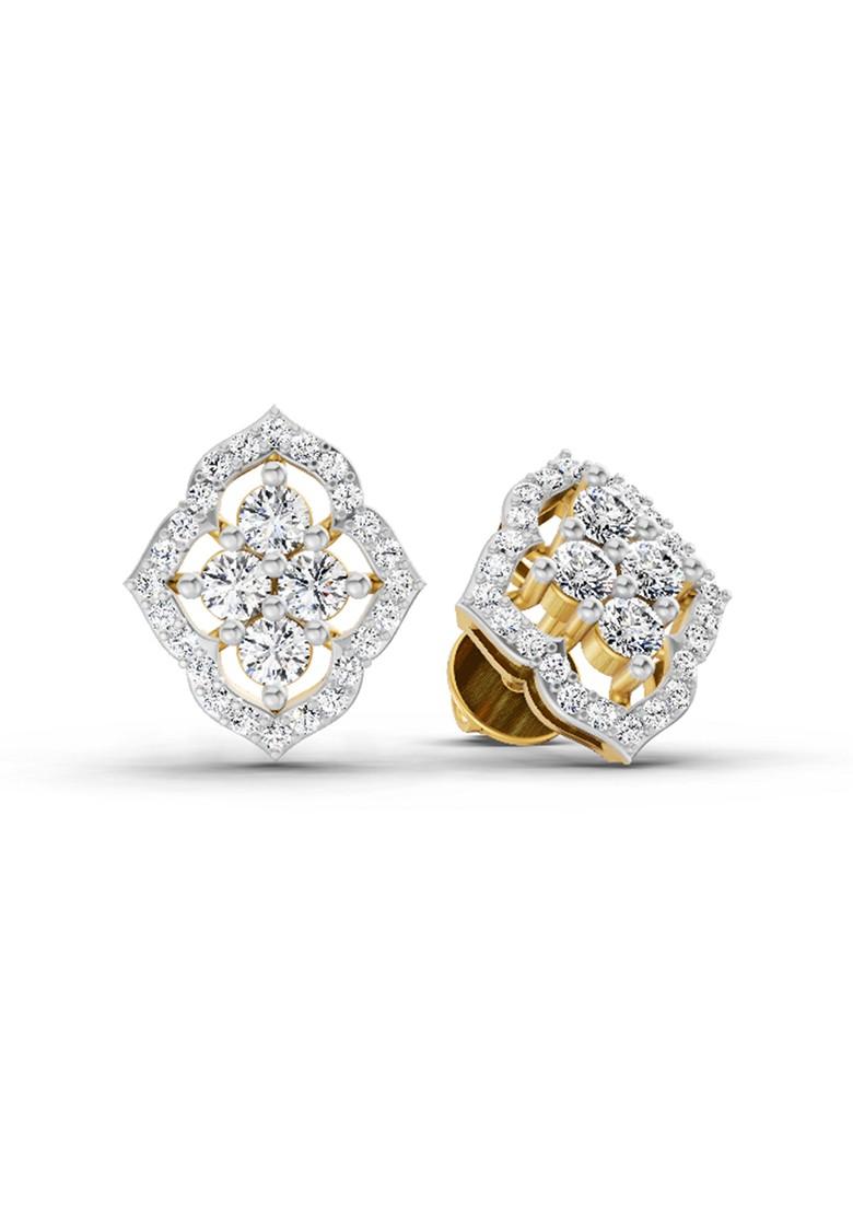 14Kt Yellow Gold Lab Grown Diamond 0.45 Carat Round Fashion Earrings For Women