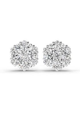 14Kt Yellow Gold Lab Grown Diamond 2.14 Carat Round Cluster Stud Earrings For Women