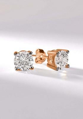 14Kt Rose Gold Lab Grown Diamond 0.51 Carat4 Prong Round Shape Diamond Earrings For Women