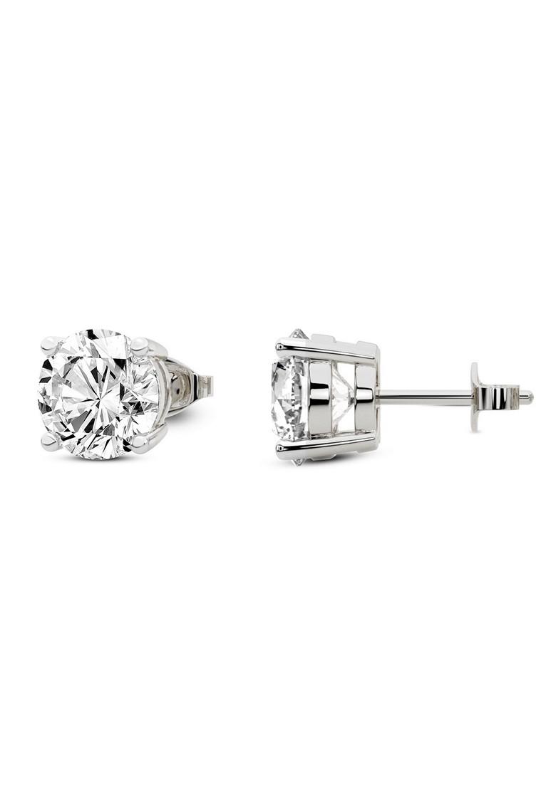 14Kt White Gold Lab Grown Diamond 1 Carat4 Prong Round Shape Diamond Earrings For Women