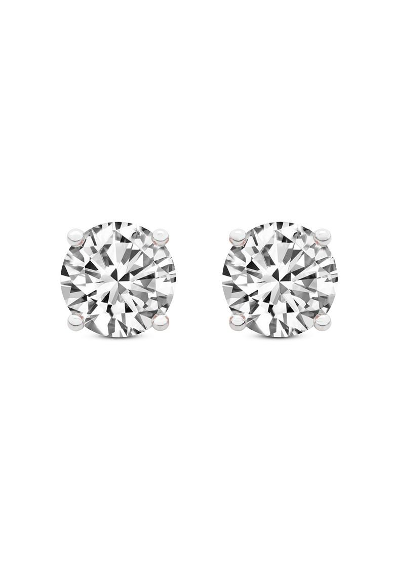 14Kt Rose Gold Lab Grown Diamond 1.50 Carat4 Prong Round Shape Diamond Earrings For Women