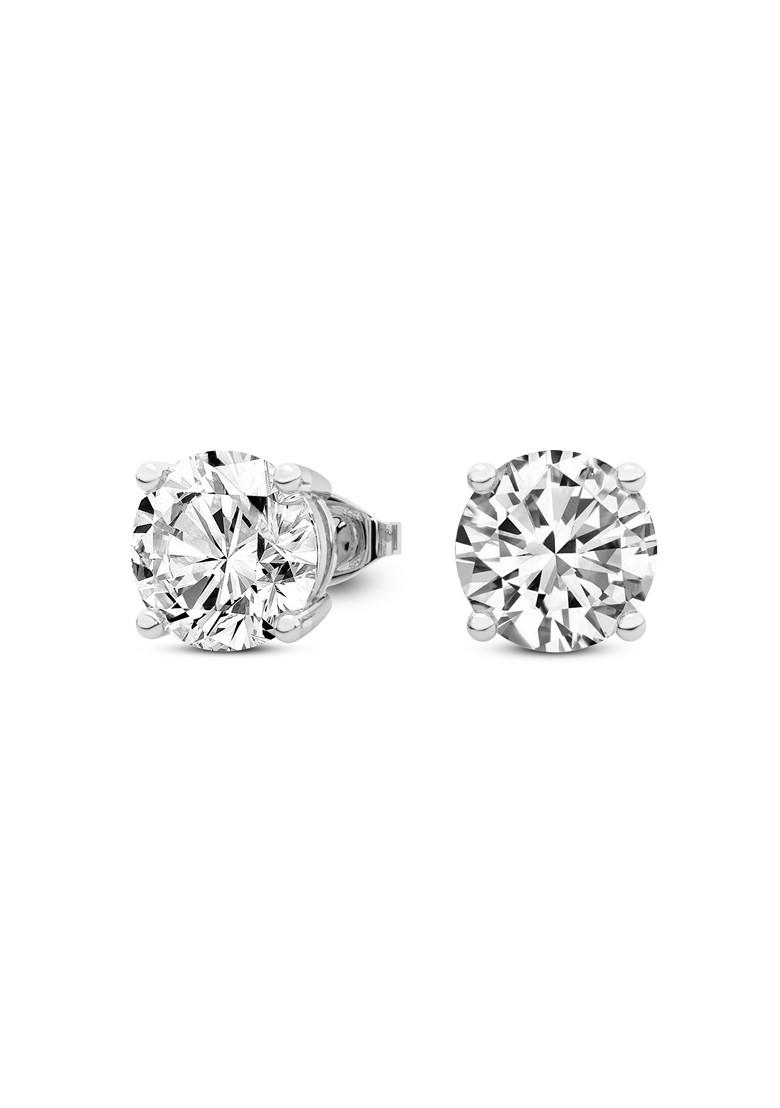 14Kt White Gold Lab Grown Diamond 0.76 Carat4 Prong Round Shape Diamond Earrings For Women