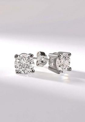14Kt White Gold Lab Grown Diamond 3 Carat4 Prong Round Shape Diamond Earrings For Women