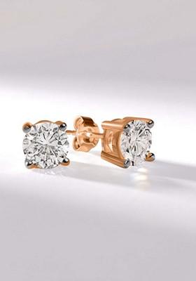 14Kt Rose Gold Lab Grown Diamond 3 Carat4 Prong Round Shape Diamond Earrings For Women